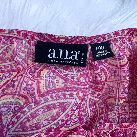 🔥2/$10 |•A.N.A.•| Colorful Semi-sheer Top/Blouse Size PXL - Picture 8 of 10